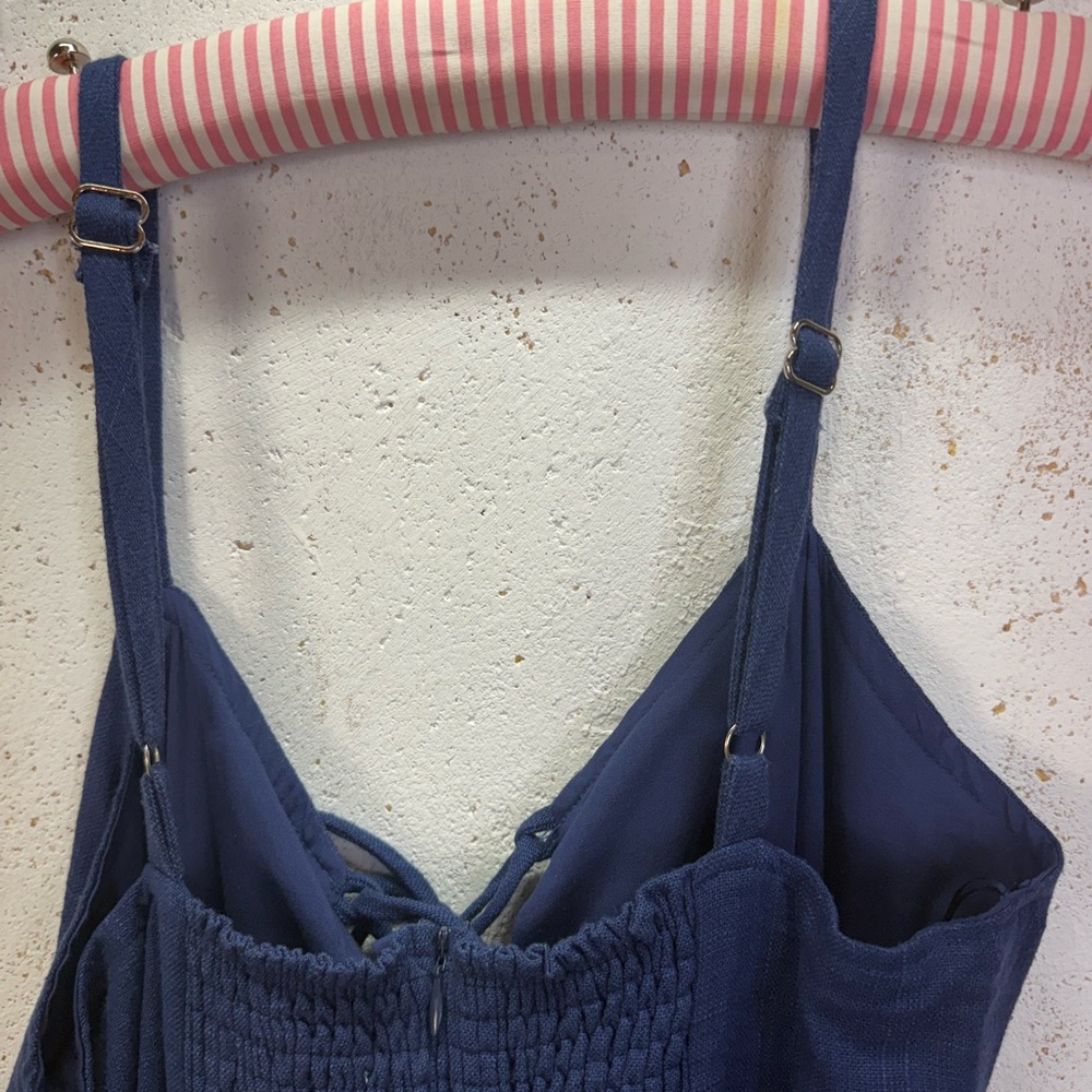 Lost + Wander Navy Blue Sleeveless Linen Midi Dress New With Tags Size Medium - Picture 5 of 15
